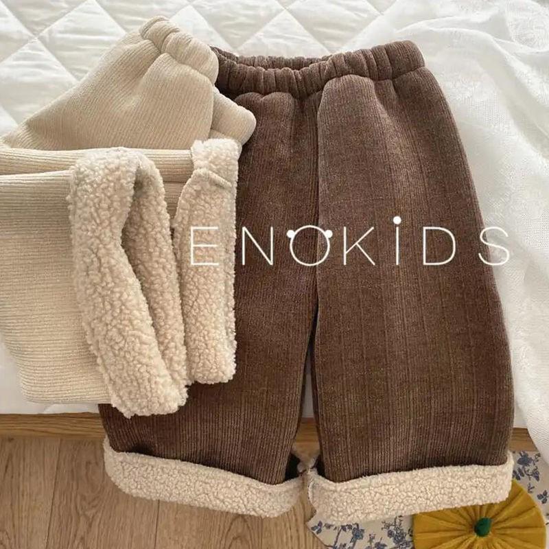 女童裤子一体绒加厚灯芯绒2023儿童羊羔绒保暖休闲裤阔腿裤秋冬