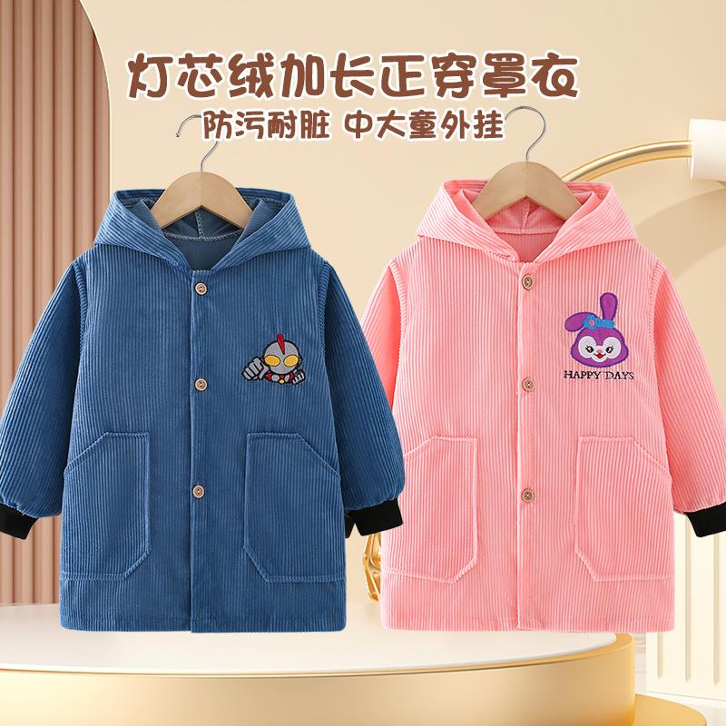 婴幼儿吃饭围兜儿童防水防脏罩衣加大码大童正穿衣秋冬长款宝宝套