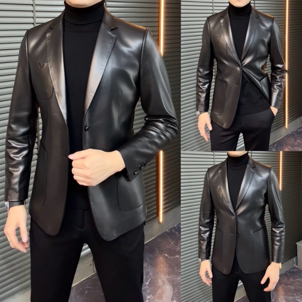 小雨男装｜ 高奢·欧货新品羊皮定制时尚真皮西装JK