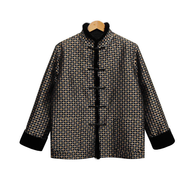 【汉玉龙纹锦】宋锦桑蚕丝羊毛水貂毛中式唐装WY41201SJ