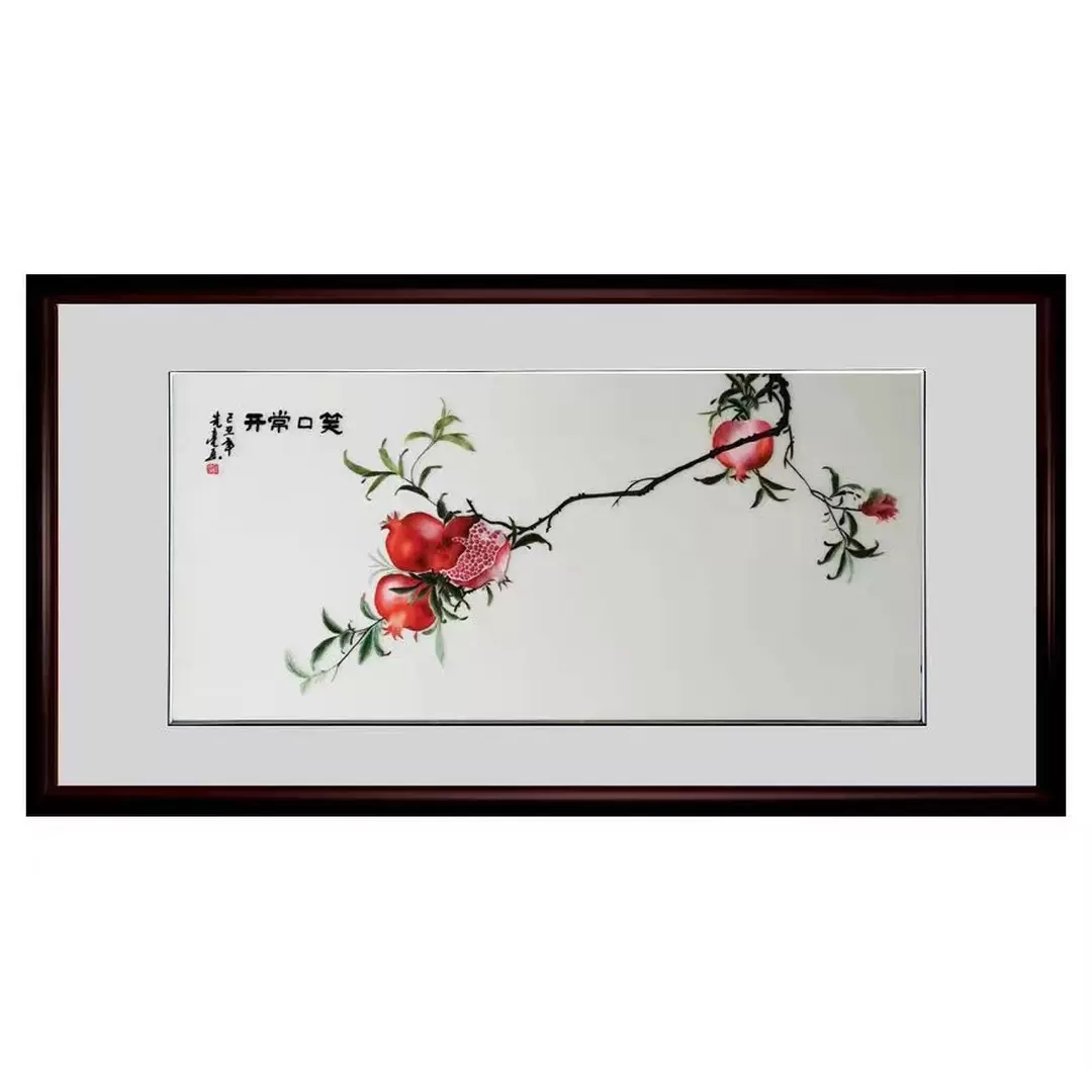 纯手工苏绣精品笑口常开成品挂画客厅玄关装饰画