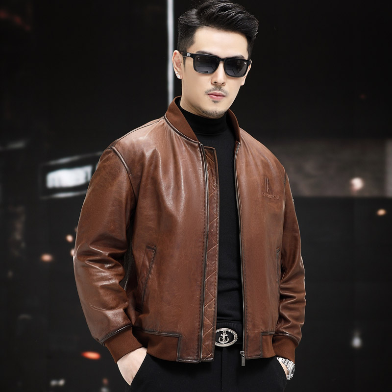 2311真皮皮衣男短款男士皮夹克外套休闲时尚海宁皮衣头层绵羊皮
