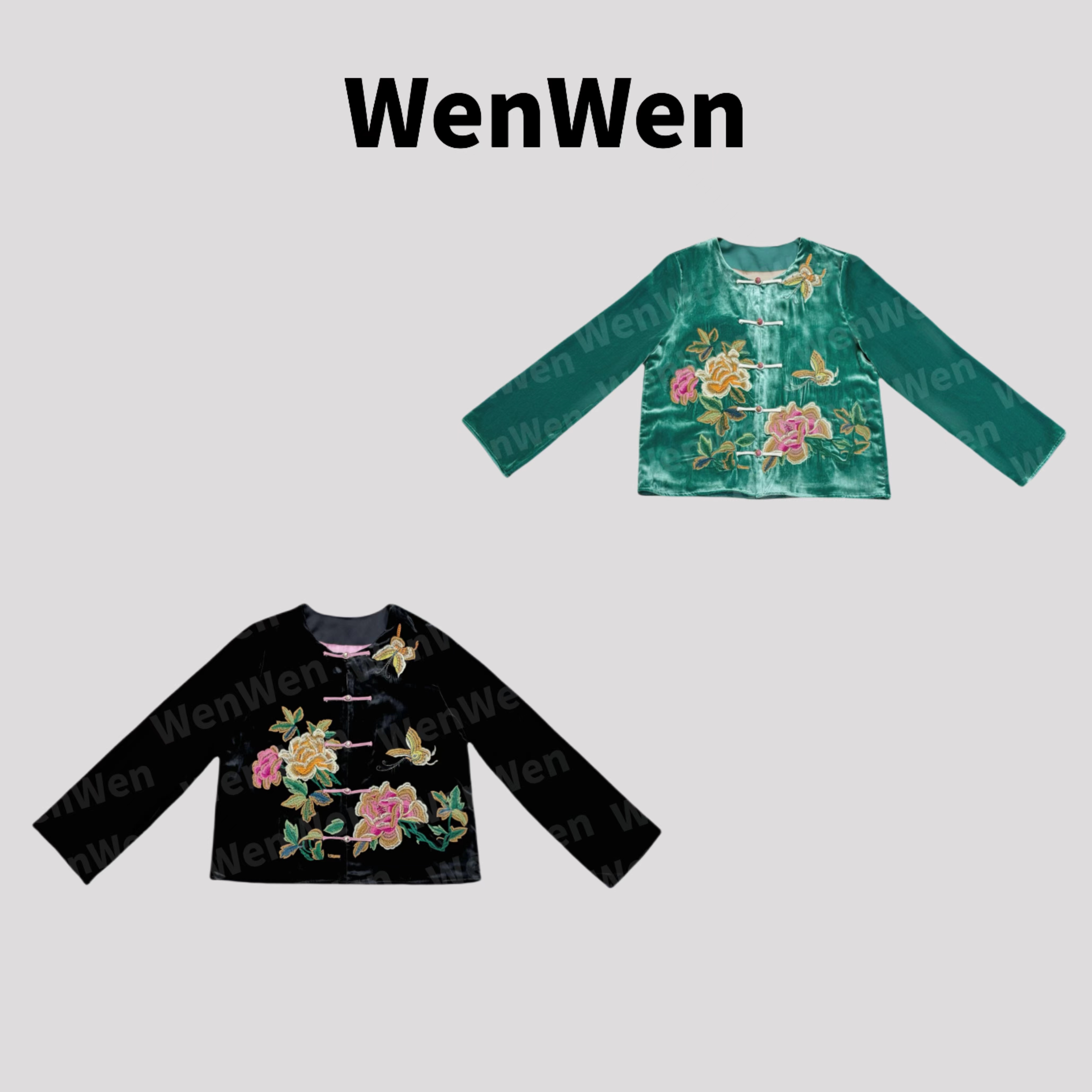 WENWEN-深圳原创【“暮月”秋季新款重工刺绣提花丝绒外套】WT0204