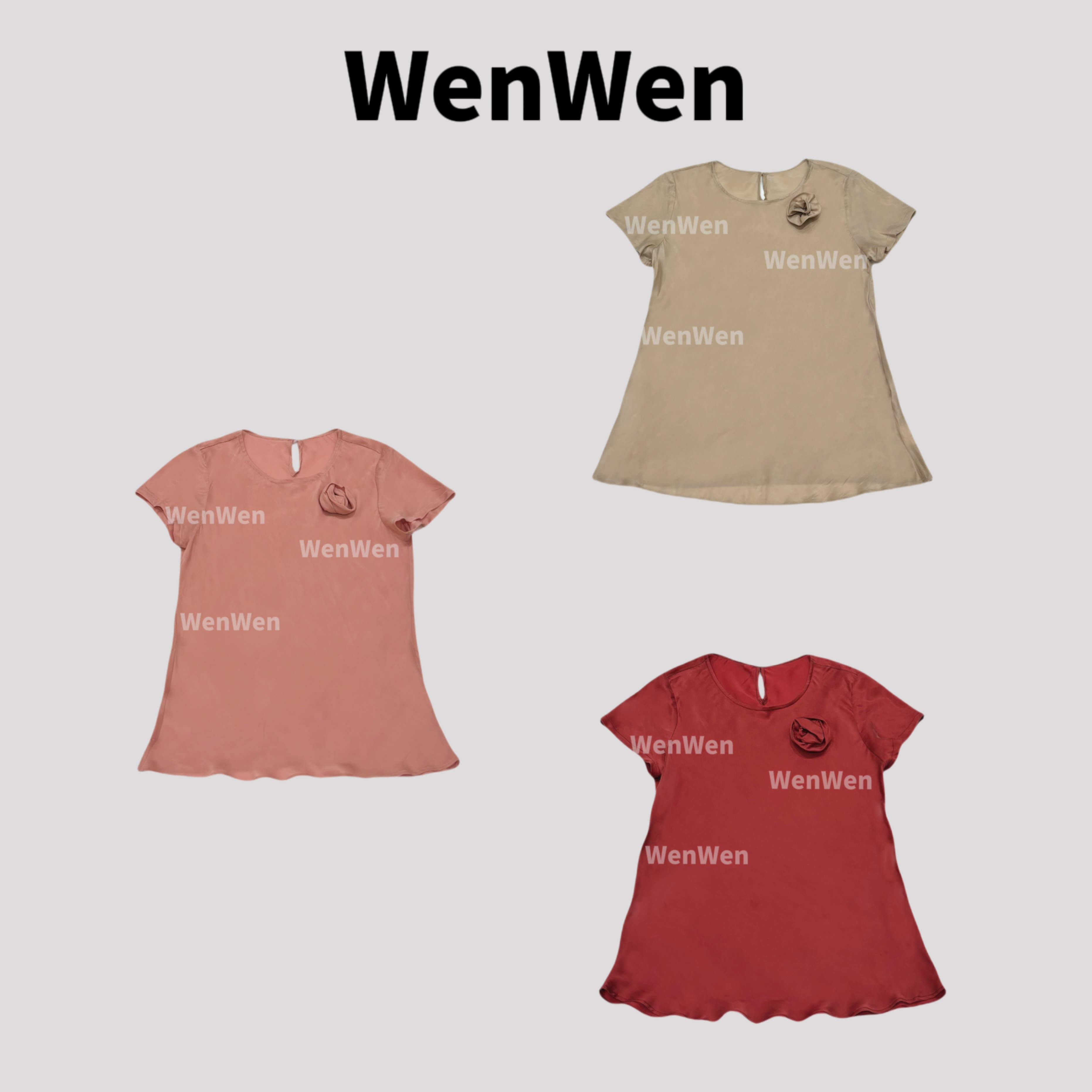 高定-WENWEN【“吟禾暮”夏季时尚高级捏花圆领百搭上衣】SY0465
