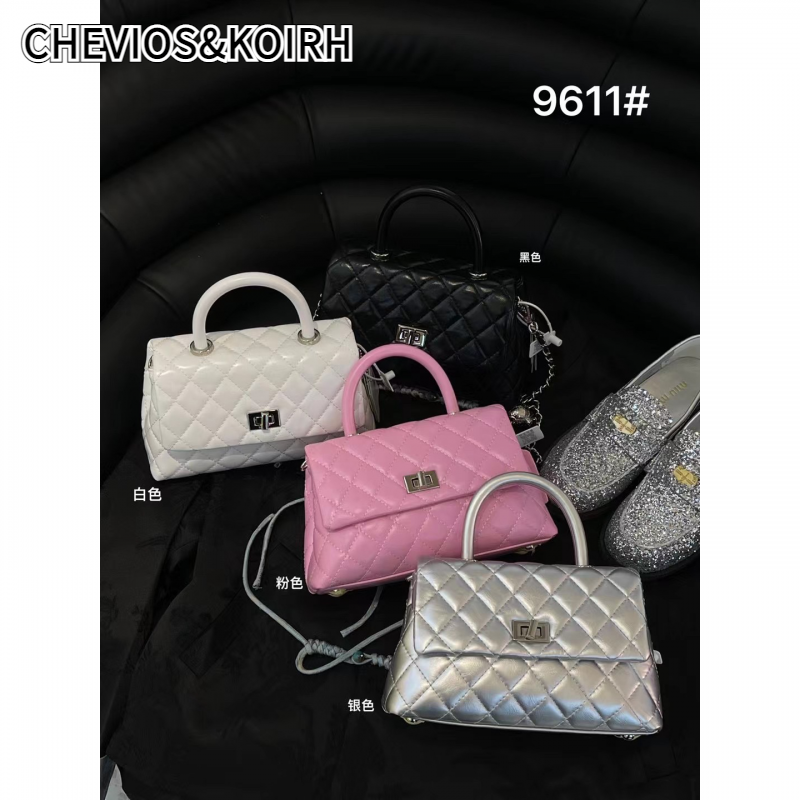 CHEVIOS&KOIRH2024年新软皮手提菱格小香风链条包轻奢时尚斜挎包 