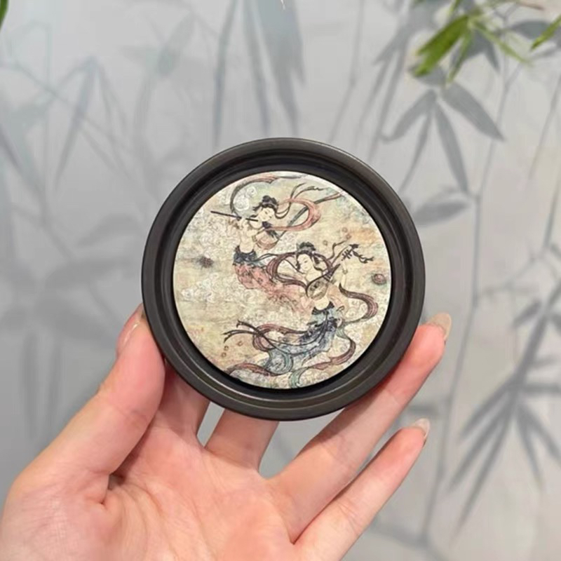 敦煌飞天文创茶道配件新中式吸水圆形茶杯垫国风功夫茶具