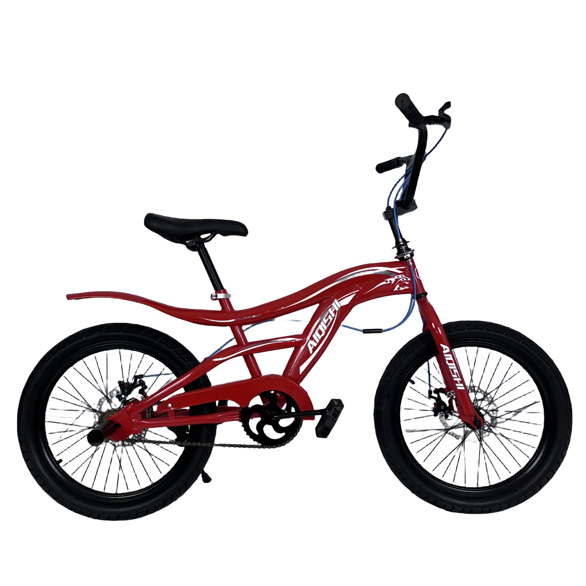 爱骑士时尚20寸表演车新款豹型碟刹自行车加大加粗轮胎一体车省力