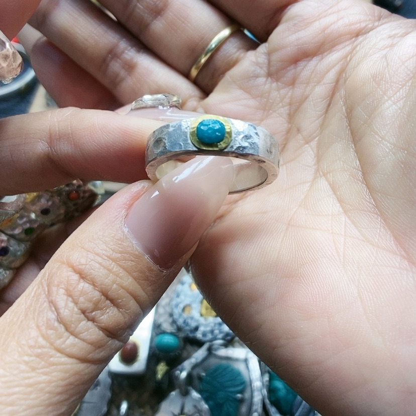 【闪购商品】定制绿松石戒指足银镶嵌戒指