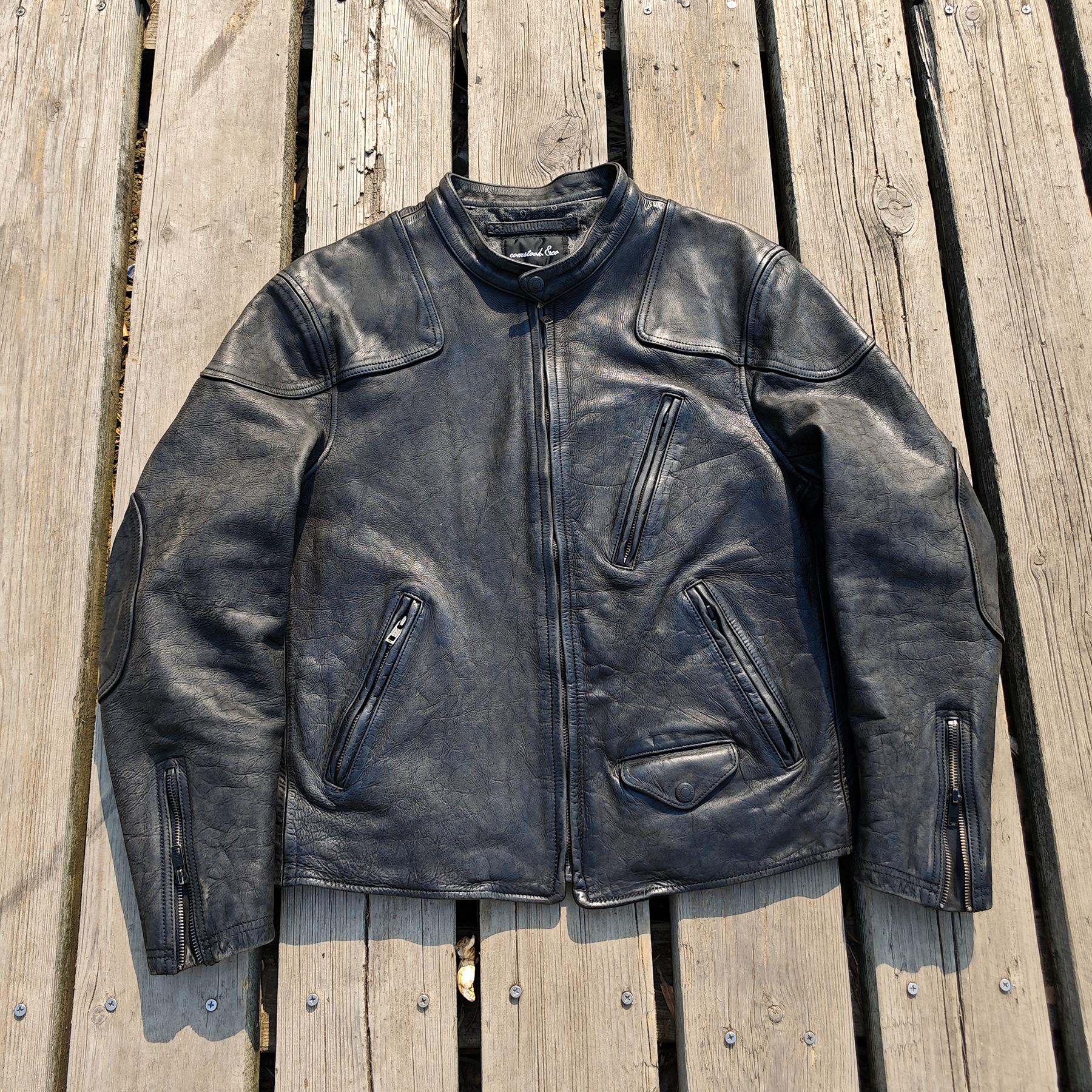 真皮皮衣男马皮毒液修身短款立领重水洗做旧美式复古机车夹克外套