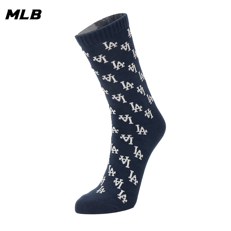 MLB深海军蓝色经典时尚袜子老花系列情侣袜男款女款长袜3ASOMM13N