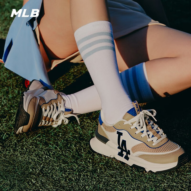 MLB男鞋女鞋LA运动鞋网面透气休闲鞋复古时尚情侣老爹鞋3ASHRJ13N