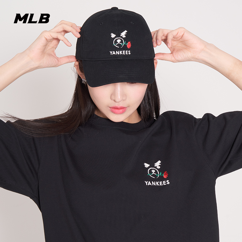 MLB男帽女帽子黑色NY刺绣棒球帽遮阳帽子鸭舌帽3ACP0062N-50BKS