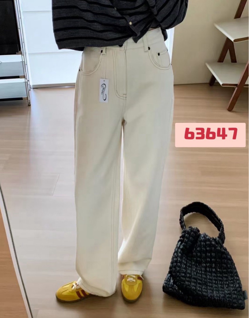 乃白 韩系抓绒直筒裤