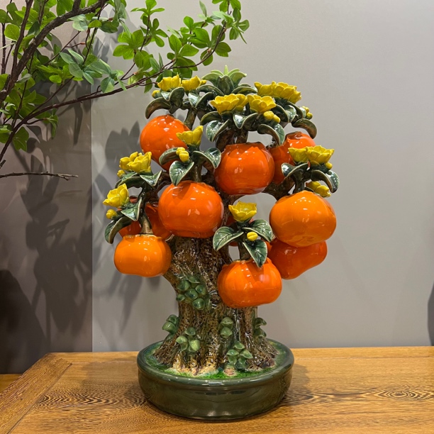 事事如意，石湾陶瓷柿子创意桌面摆件，客厅电视柜玄关工艺品摆件