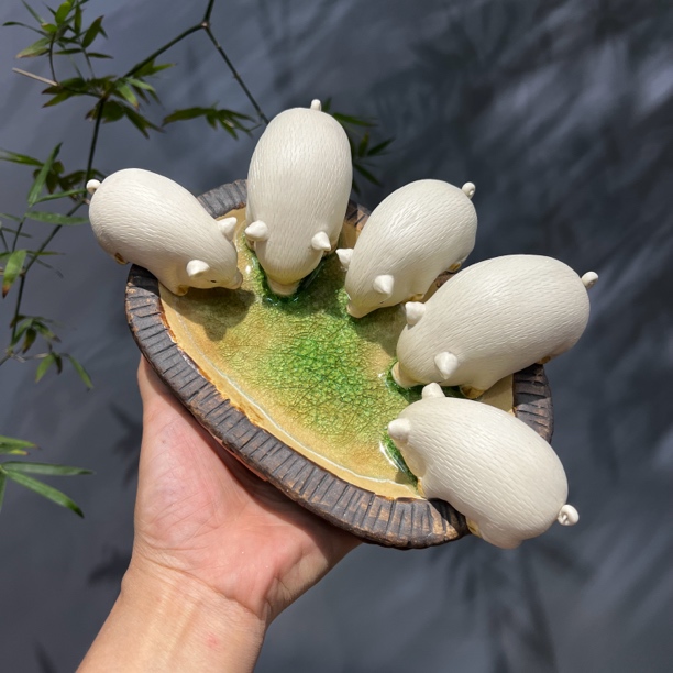 【五福齐聚】好有趣的石湾陶瓷工艺品摆件，创意家居装饰品工艺摆件