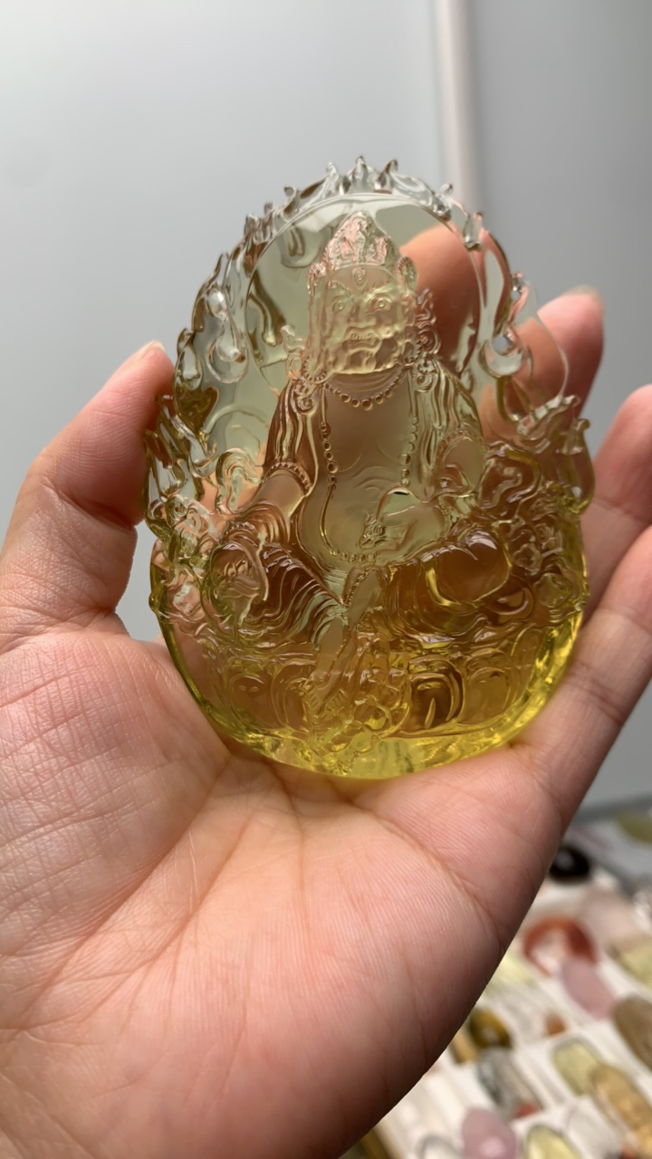 定制天然黄水晶黄财神摆件