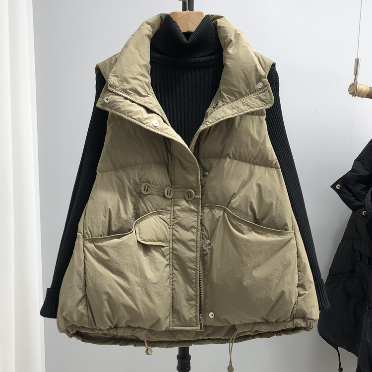 2024秋新款羽绒服马甲女短款时尚洋气韩版立领鸭绒背心马夹外套