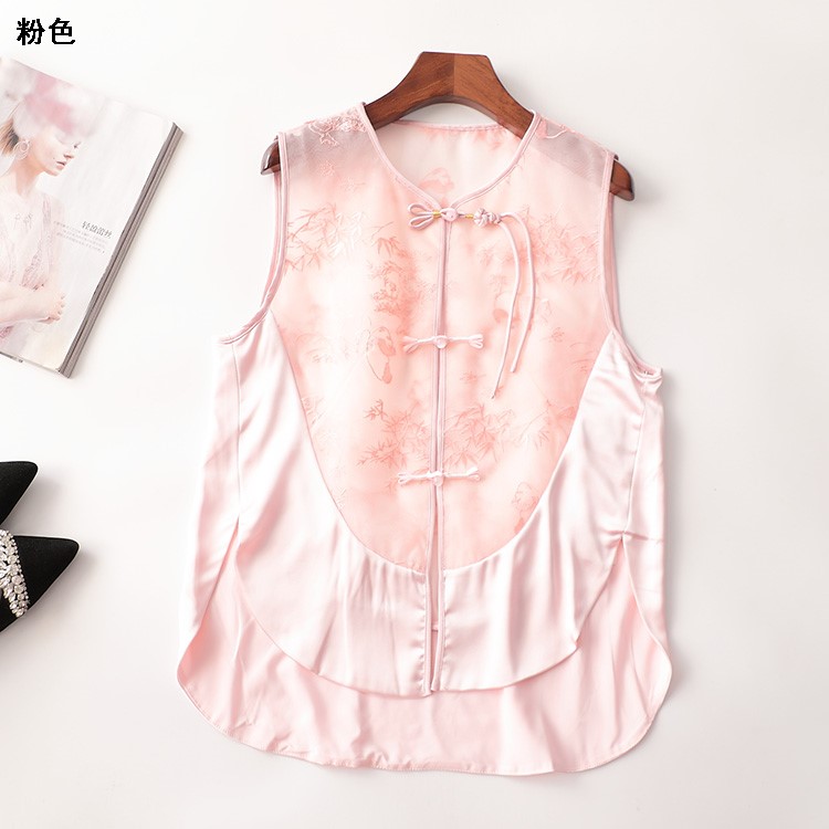 410066秋中长款无袖V领马夹