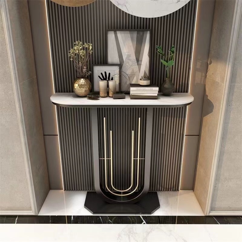 新中式极简岩板轻奢玄关桌现代简约环保靠墙艺术条案端景台柜定制