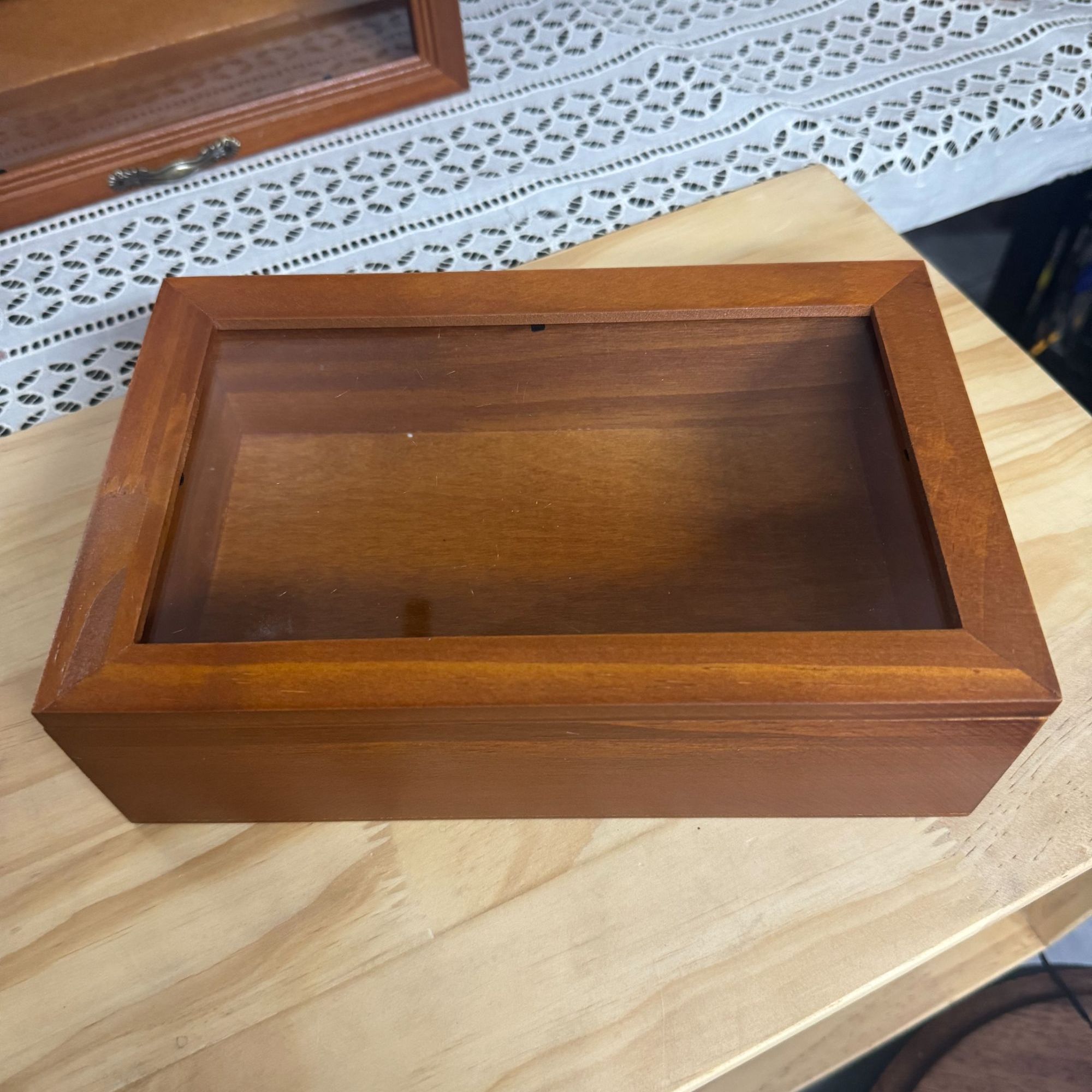 简约小巧便携式收纳盒玻璃盖子盒子戒指口红置物复古收纳盒