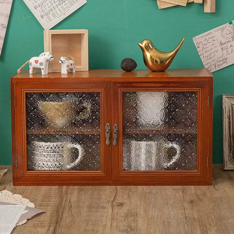 木制桌面收纳盒宿舍杂物杯子化妆品置物架实木复古盲盒整理大柜子