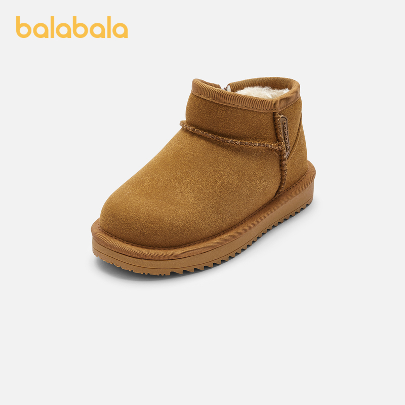巴拉巴拉童鞋儿童雪地靴男童女童短靴加绒加厚棉靴新冬季靴子