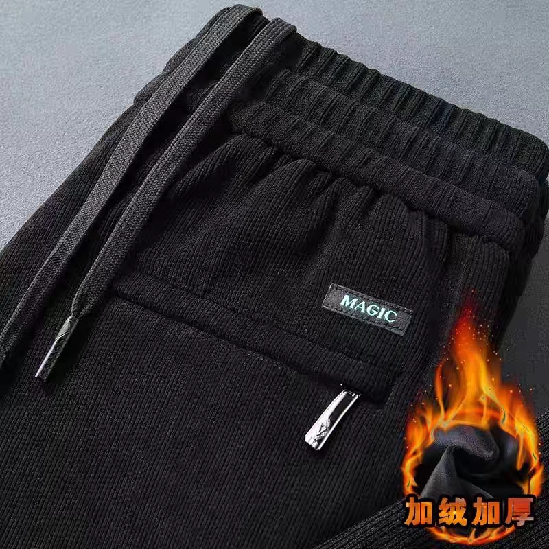 【加绒加厚】男士秋冬休闲松紧裤直筒时尚百搭弹力冬季宽松