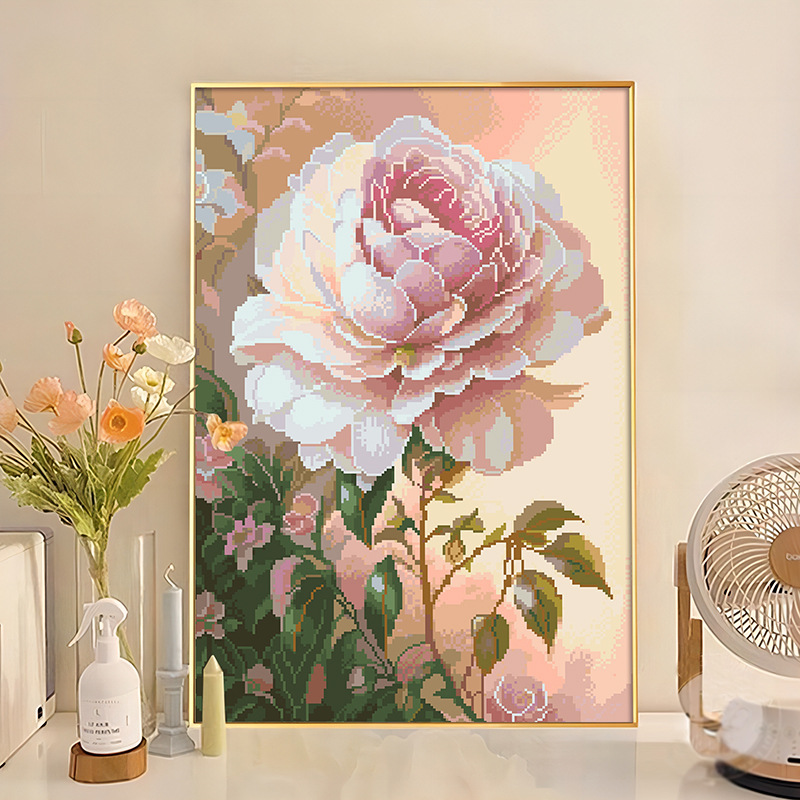 跨境满绣十字绣2024新款客厅线绣现代花卉餐厅
