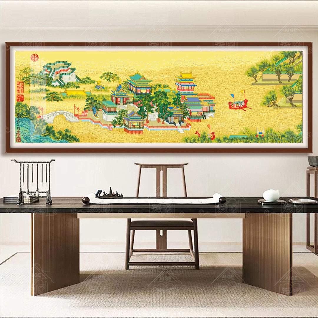 微瑕疵爱阁十字绣 清明上河图仇英版【古绢布 金丝布】新款客厅