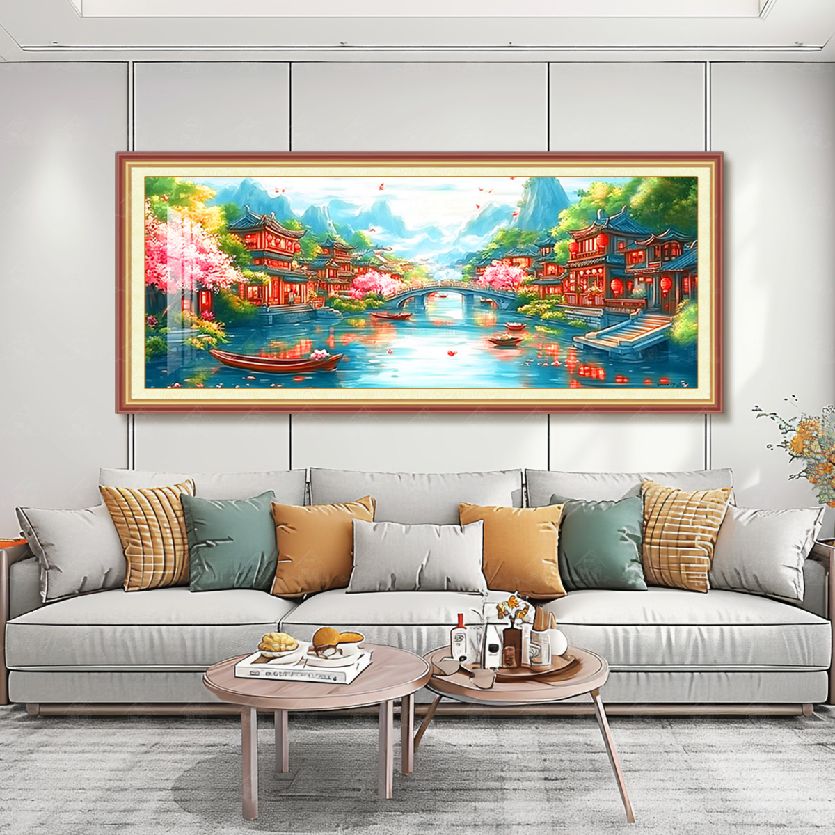 【进口棉布】爱阁十字绣江南古韵新款中式风景现代大幅装饰手工绣