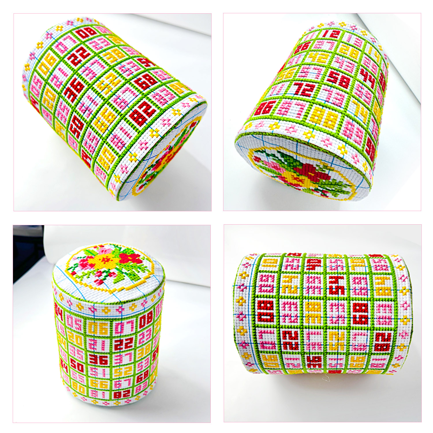 爱阁十字绣圆柱排线包新款数字花卉新手自己绣半成品工具包