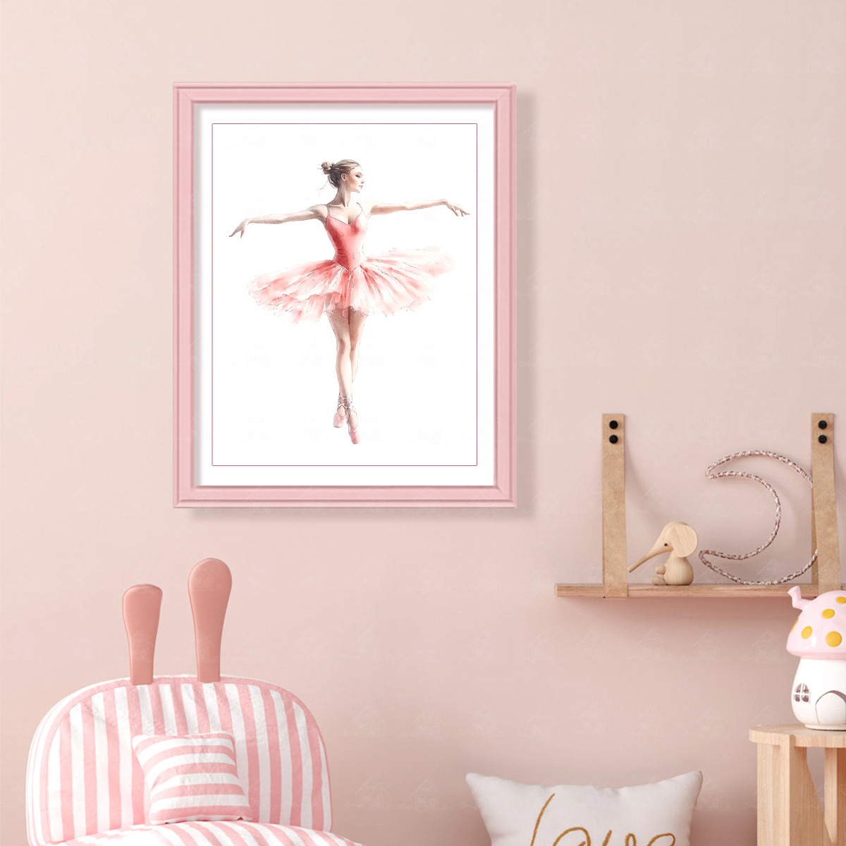 爱阁十字绣粉红色芭蕾舞女孩小件卡通唯美刺绣装饰画手工线绣