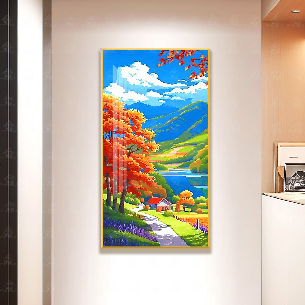 【进口棉布】爱阁十字绣田园小屋新款唯美风景客厅装饰挂画手工线绣