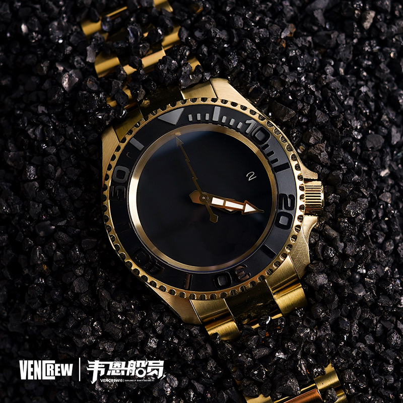 VENCREW韦恩船员【24K  BLACK】自动机械表男款夜光300米防水手表