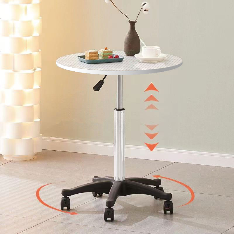 简约带滑轮圆桌可升降家用阳台小桌休闲接待洽谈桌郁金香沙发边桌