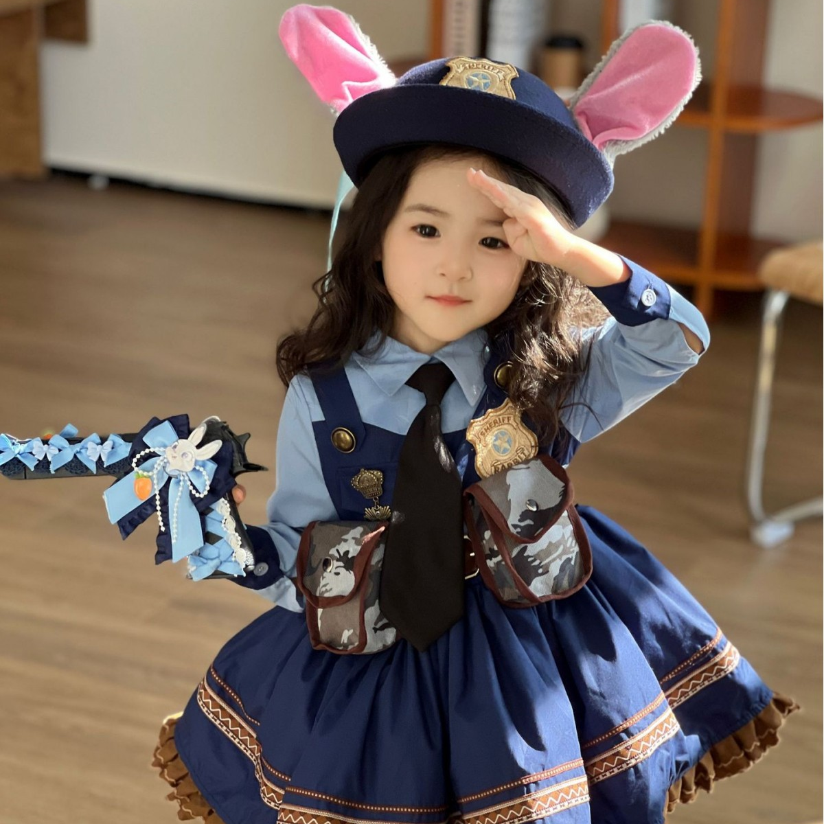 朱迪兔子警官女孩jk卡通洛丽塔蓬蓬裙春秋夏生日公主裙女童连衣裙