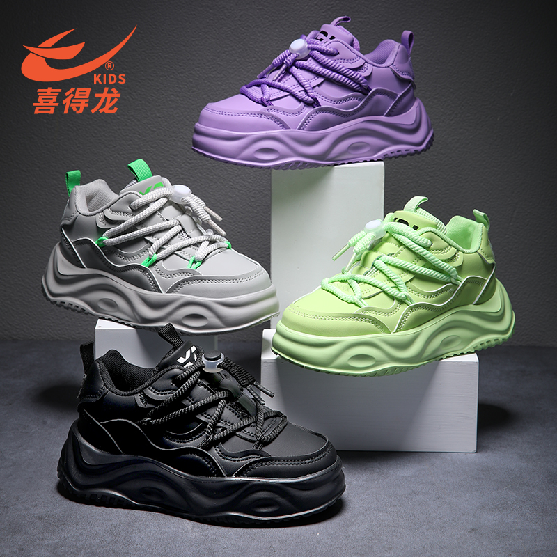 喜得龙童鞋皮面防水加绒保暖百搭时尚中大童运动鞋