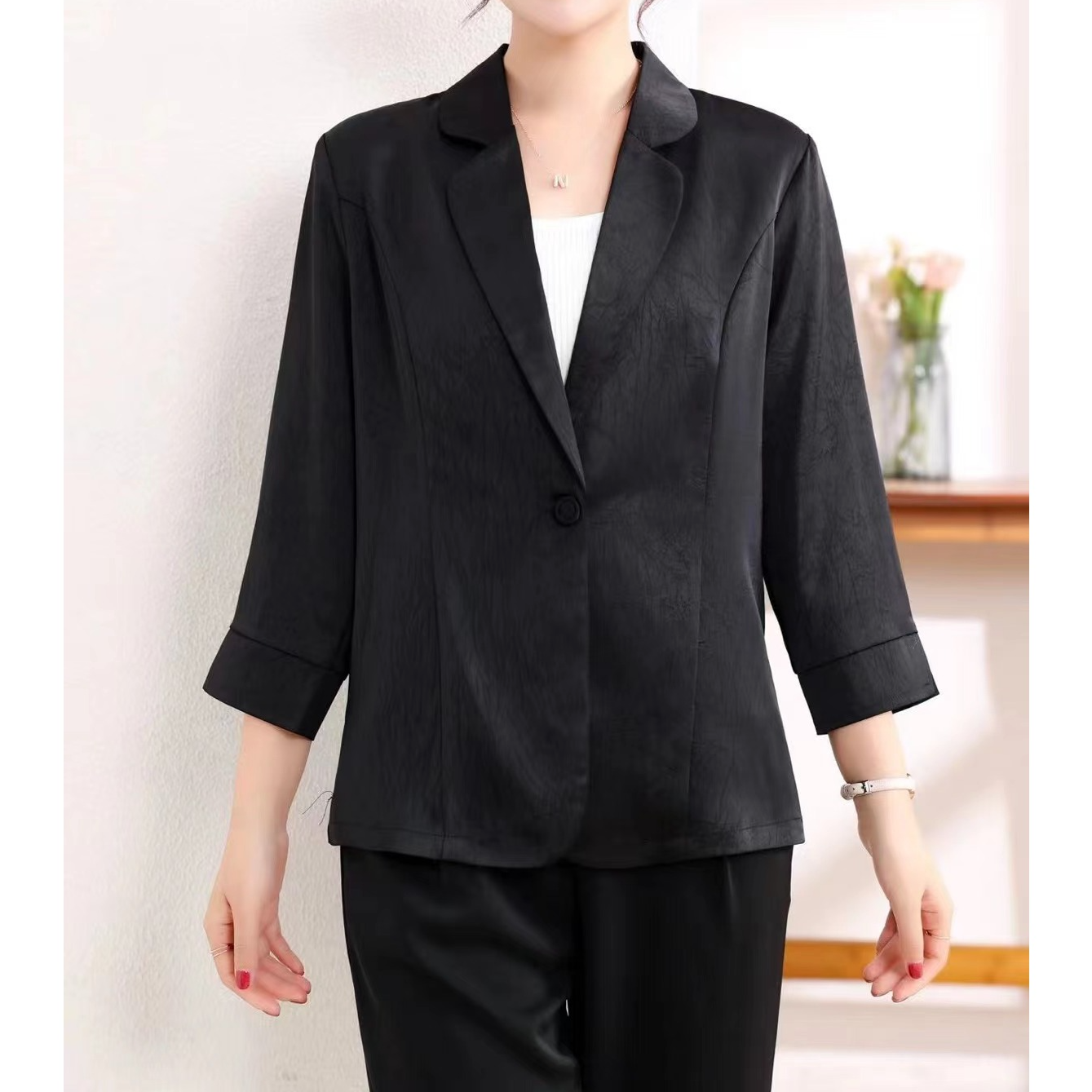 1659-4新款舒适时尚洋气西装外套(黑色 黄色)