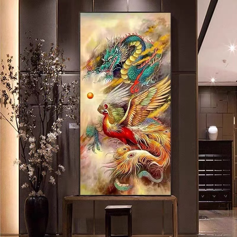 [龙飞凤舞】定制图十字绣手工刺绣玄关客厅挂画满绣无勾边全图50色