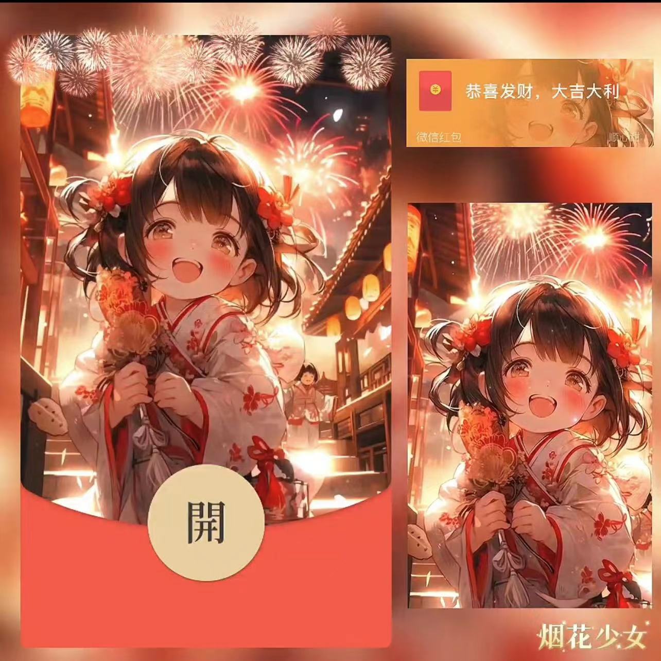 【2024年新年动态烟花】少女红包封面最新皮肤设计定制服务序列号