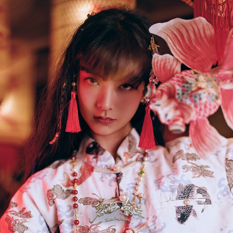碧海潮生【锦鲤唐装】春秋款原创中国风国潮提花盘扣改良休闲外套
