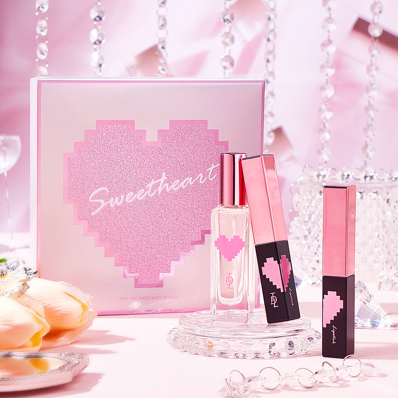 【情人节礼物】TDL玫粉甜心套盒1瓶甜心香水2支玫粉甜心口红礼盒