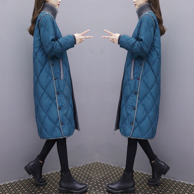 鸭鸭羽绒服女2023秋冬新款中长款韩版大码宽松加厚羽绒衣过膝羽绒