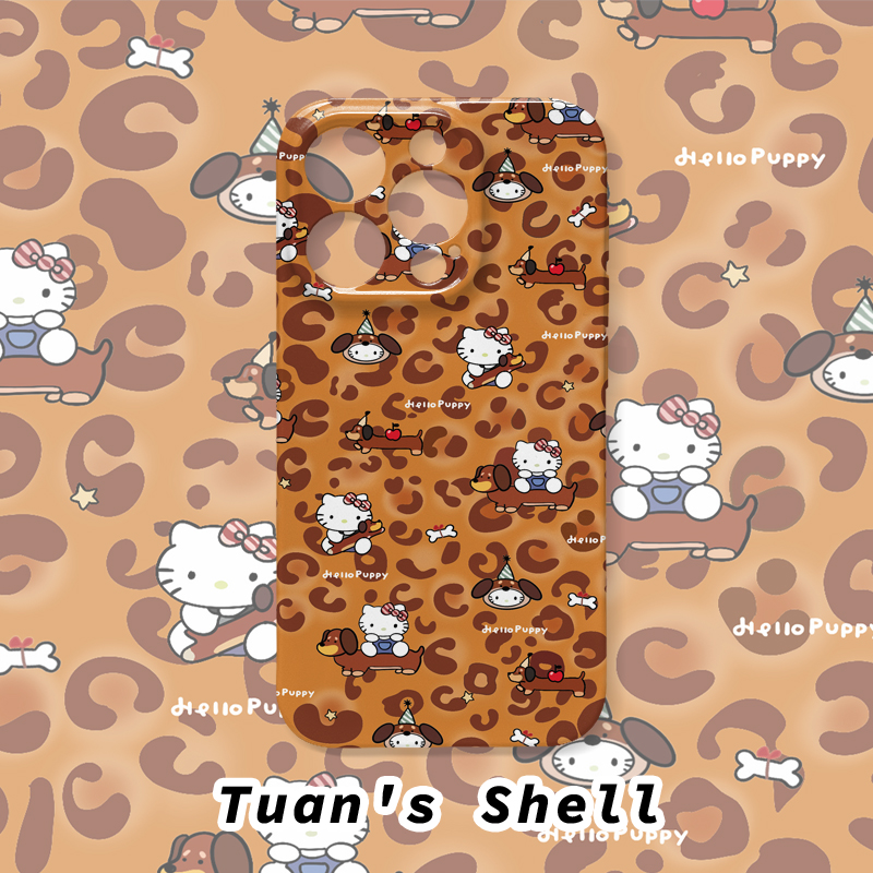豹纹KT腊肠狗菲林软壳适用苹果/华为/VIVO/OPPO可爱个性手机壳