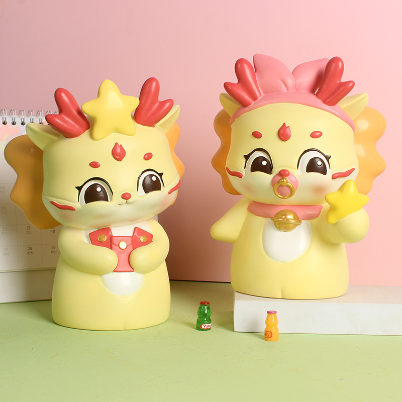 新年龙小宝存钱罐搪胶摔不坏桌面摆件可爱卡通储蓄罐龙年儿童礼物