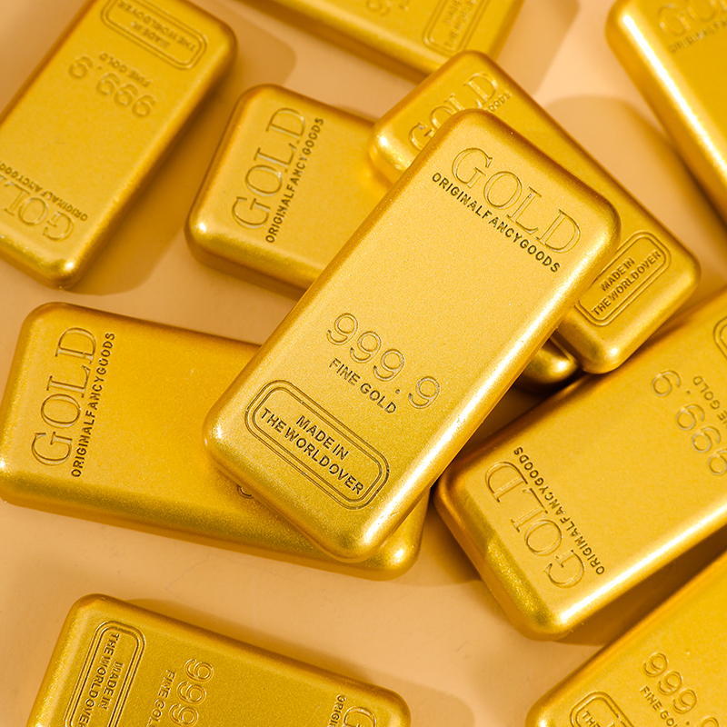 精品沙金色工艺仿真金条优质实心金砖镇尺摆件道具仿真金砖摆件