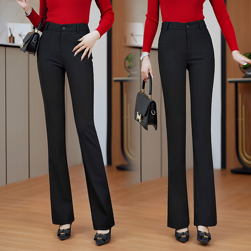 小个子微喇裤女长裤2024年春秋新款高腰时尚百搭显瘦休闲喇叭裤子