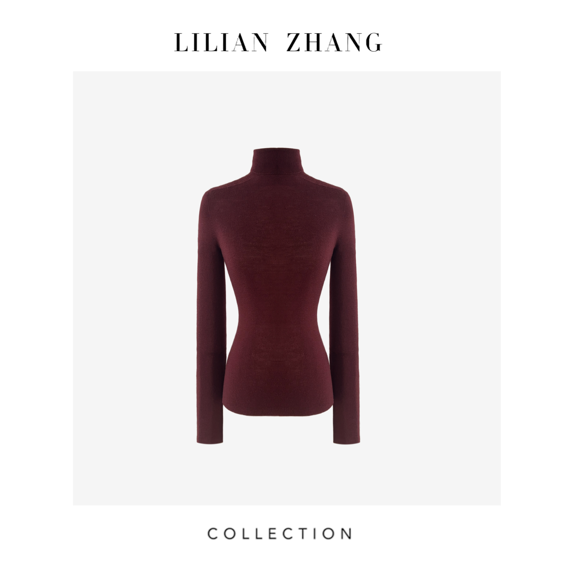 定制-「克制的优雅」—古典浪漫—秋冬复古红高领打底羊毛衫 2408003