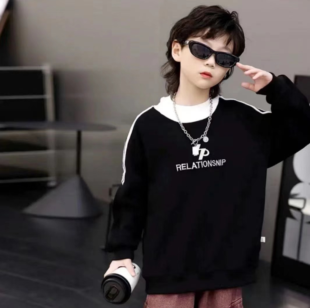 501613童装男童卫衣2024加绒冬季新款秋冬洋气外搭宝宝圆领卫衣