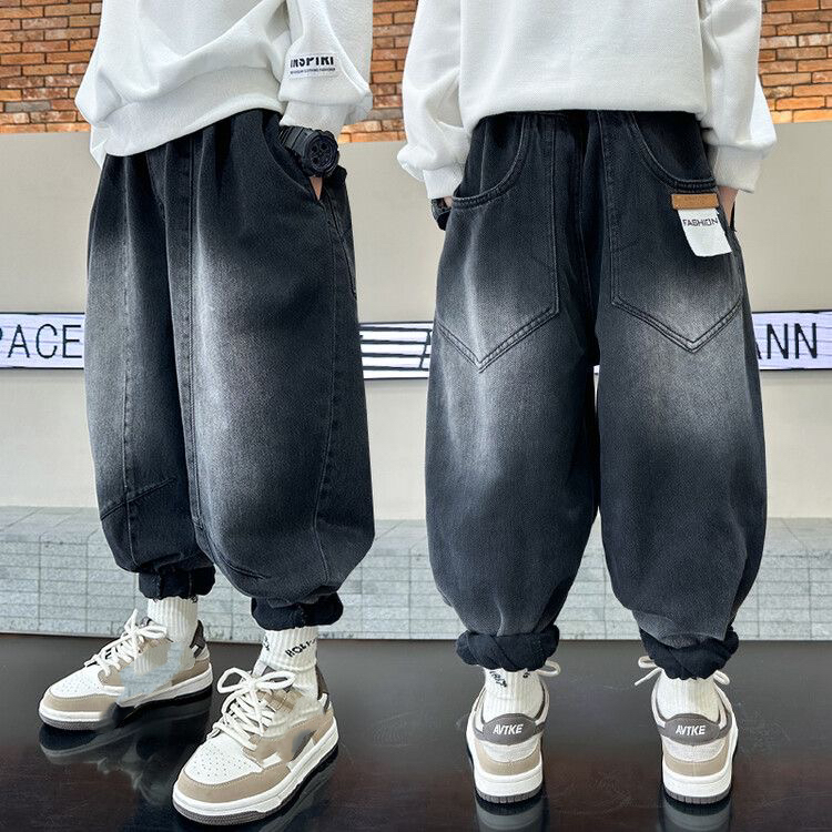 501277童装男童牛仔裤2024新款秋季个性潮酷休闲长裤儿童洋气裤子